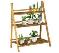 Outsunny Étagère à plantes en bois forme pyramidale échelle pliante avec 3 étagères 80 x 37 x 93 cm marron Aosom France