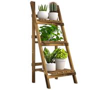 Outsunny Étagère Échelle à Fleurs 3 Niveaux Pliable Charge Max. 40 Kg Bois de Sapin 40 x 37 x 93 cm