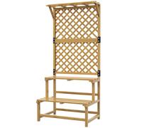 Outsunny Étagère-escabeau 2 niveaux avec treillis et toit - Bois de sapin, 75 x 50 x 166 cm, Jaune