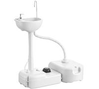 Outsunny Évier à Main Portable Station de Lavage Camping Jardin Extérieur Voyager avec Réservoir d'Eau 17L Pompe à Pied 83 x 50 x 103 cm Gris