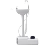 Outsunny Évier de camping portable, lavabo portable pour camping, station lavage avec roues, distributeur de savon et porte serviettes, lavabo mobile pour événements en plein air, gris