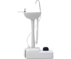 Outsunny Évier de camping portable, lavabo portable pour camping, station lavage avec roues, distributeur de savon et porte serviettes, lavabo mobile pour événements en plein air, gris
