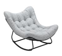 Outsunny Fauteuil à Bascule de Jardin Forme d'Œuf Résine Tressée Gris | Chaise à Bascule, Rocking Chair avec Coussin Rembourré, pour Jardin, Chambre à Coucher, Salon