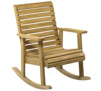 Outsunny Fauteuil à bascule d'extérieur jardin bois massif 64×86×85 cm marron