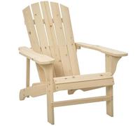 Outsunny Fauteuil Adirondack Fauteuil de Jardin 78 x 89 x 88 cm Naturel | Chaise de Jardin de Plein Air, Bois Massif, Effet Vieilli, Terrasse Balcon