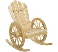 Outsunny Fauteuil de Jardin Adirondack à Bascule Rocking Chair Style Rustique Chic accoudoirs Roues Charette Bois Sapin Naturel