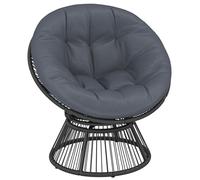 Outsunny Fauteuil papasan pivotant à 360° - Avec coussin - Cadre en acier - Rond - En polyrotin - Pour salon, coin lecture, salon - Gris