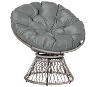 Outsunny Fauteuil Rond de Jardin Fauteuil papasan pivotant Grand Confort Ø 97 x 86H cm Grand Coussin fourni Polyester résine tressée Gris