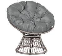 Outsunny Fauteuil Rond en Rotin Fauteuil Papasan Pivotant 87 x 97 x 90 cm Noir