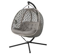 Outsunny Fauteuil suspendu avec structure pour 2 personnes pliable Panier suspendu avec coussin épais porte-gobelets sangle de sécurité