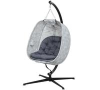 Outsunny Fauteuil suspendu en forme d'œuf pour l'extérieur, balancelle avec support, coussins pour intérieur et extérieur
