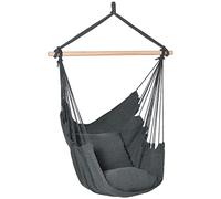 Outsunny Fauteuil Suspendu Extérieur Chaise Hamac 2 Coussins Gris Foncé