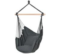 Outsunny Fauteuil suspendu extérieur chaise hamac avec 2 coussins, intérieur et extérieur, en tissu coton mélangé, gris foncé