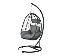 Outsunny Fauteuil suspendu extérieur Fauteuil Suspendu Egg Chair, résistant aux intempéries, in oussin, 102 cm x 102 cm x 195 cm, Gris Foncé