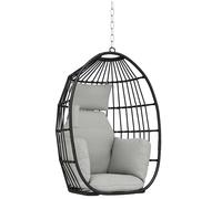 Outsunny Fauteuil suspendu, fauteuil œuf suspendu, panier pliable, coussins rembourrés, porte-gobelet, oreiller, gris foncé