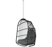 Outsunny Fauteuil suspendu Hängekorb avec Coussin en Rotin Synthétique Balançoire Extérieur Intérieur pliable charge jusqu'à 150kg Gris foncé