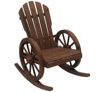 Outsunny Fauteuil de Jardin Adirondack à Bascule Rocking Chair Style Rustique Chic accoudoirs Roues Charette Bois Sapin traité carbonisation
