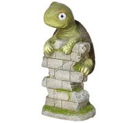 Outsunny Figurine de jardin "Petite Tortue", décoration de jardin, résistante aux intempéries, incl. lumière solaire