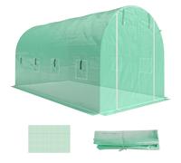 Outsunny Film pour serre 4 x 2 m, bâche de jardin étanche avec porte, 8 fenêtres, protection UV, résistant polyéthylène vert