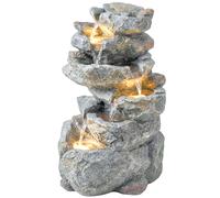 Outsunny Fontaine de Jardin Cascade 6 Niveaux Décoration de Jardin Zen Résine Pierre Naturelle 33 x 27 x 53 cm Gris
