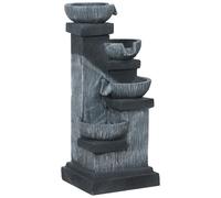 Outsunny Fontaine de Jardin Cascade énergie Solaire Fontaine d'eau 4 niveaux avec lumières LED, résine, 38 x 36 x 85 cm, gris