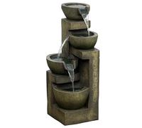 Outsunny Fontaine de jardin d'ornement zen débit réglable pompe à eau submersible incluse dim. 25L x 24l x 60H cm résine noir Aosom France