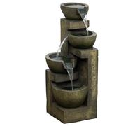 Outsunny Fontaine de jardin d'ornement zen débit réglable pompe à eau submersible incluse dim. 25L x 24l x 60H cm résine noir Aosom France