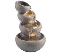 Outsunny Fontaine de Jardin Exterieur en Résine Artificielle Fontaine de Jardin à 4 Niveaux avec Pompe D'éclairage LED Aspect Pierre Ornement D'eau Décoratif pour Jardin Terrasse 35x32x50cm