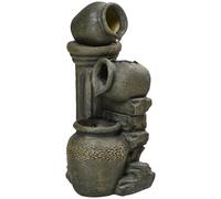 Outsunny Fontaine de jardin zen 3 jarres débit réglable pompe à eau submersible incluse dim. 36,5L x 32l x 73H cm résine gris