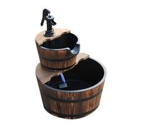 Outsunny Fontaine en Cascade 2 Niveaux Fontaine de Jardin Fontaine d'Ornement Fontaine d'Intérieur Jeu d'Eau Pompe à Eau Bois de Sapin Brun Foncé 44,5 x 44,5 x 58,5 cm