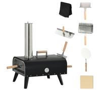 Outsunny Four à pizza extérieur au feu de bois avec pelle à pizza, pierre de 30 cm et couvercle étanche - transportable, pieds pliables cheminée amovible pour jardin, terrasse, camping