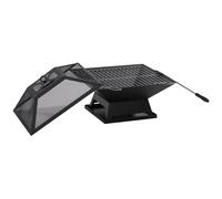 Outsunny Foyer de Jardin avec Grille de Protection Tisonnier Barbecue Brasero pour Jardin Camping BBQ Acier Noir 45 x 45 x 34 cm