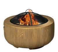 Outsunny Bol de feu Foyer avec couvercle Panier de feu avec tisonnier pour le camping