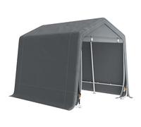 Outsunny Garage Moto extérieur 2.4x2m, Tente à Outils en métal et Tissu PE, pour Motos et vélos, Gris foncé
