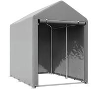 Outsunny Garage Moto extérieur avec entrée zippée, Tente Garage pour vélos et Outils en métal galvanisé et Tissu PE, 120x179x165 cm, Gris Clair