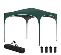 Outsunny Gazebo de Jardin à Hauteur Réglable avec Trous de Drainage et Sac de Transport, en Métal, Vert