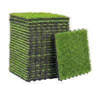 Outsunny Gazon Synthétique 22 Pièces Dalle Gazon Clipsable DIY 25mm Haute Densité Auto-drainant pour Balcon Jardin