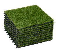 Outsunny Gazon synthétique Artificiel Set de 10 Dalles Carreaux 30 x 30 cm épaisseur Confort 3,5 cm à emboîter Vert