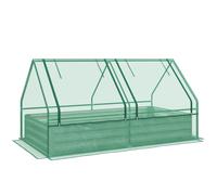 Outsunny Grand bac de jardin extérieur avec mini-serre et fond ouvert pour patio terrasse balcon 185x95x92 cm Gris et Vert