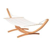 Outsunny Hamac de Jardin avec Support en Bois hamac sur Pied 1 Personne 3,92L x 1,2l x 1,1H m Coloris crème Marron