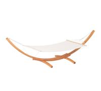 Outsunny Hamac de jardin avec support en bois hamac sur pied 1 personne 3,92L x 1,2l x 1,1H m coloris crème marron