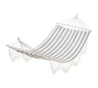 Outsunny Hamac Voyage Duo Gris Blanc Coton Polyester Respirant Portable 200x100cm Aosom France