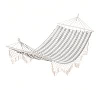 Outsunny Hamac de Voyage Portable Style Hippie Chic Toile de hamac dim. 2L x 1l m Coton Polyester Rouge crème rayé Description:Cette superbe toile de hamac pliable vous permettra de profiter pleinemen