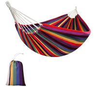 Outsunny Hamac de Voyage Respirant Portable Toile de hamac dim. 2,9L x 1,5l m Sac Transport Coton Polyester Multicolore
