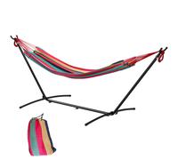 Outsunny Hamac de jardin avec support en métal époxy 1 place 120 kg sac de transport Rouge