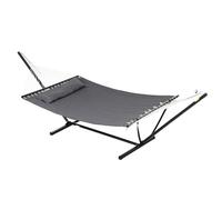 Outsunny Hamac sur Pied avec Oreiller, Barres d'Écartement Gris Foncé | Hamac avec Support Acier, pour Camping en Plein Air, Plage