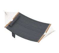 Outsunny Hamac suspendu 325 cm avec oreiller extra-long, tissu matelassé, poche pour magazines, intérieur et extérieur, gris