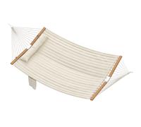 Outsunny Hamac suspendu 325 cm avec oreiller extra-long, tissu matelassé, poche pour magazines, intérieur et extérieur, crème