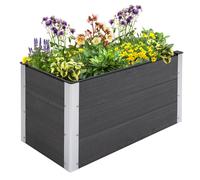 Outsunny Bac à fleurs surélevé en aluminium, bac à fleurs, résistant aux intempéries, sans fond, 100x50x55,5cm pour terrasse, balcon, bac à fleurs pour fleurs, plantes, Gris