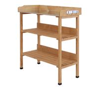 Outsunny HOMCOM Table de rempotage jardinage avec crochets et 2 étagères de grand rangement pour cour arrière terrasse bois massif sapin bois naturel